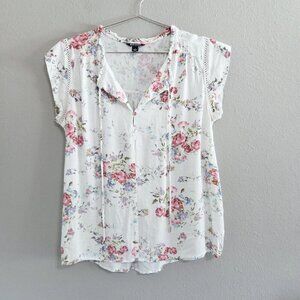 Buffalo David Bitton Floral White and Pink Top